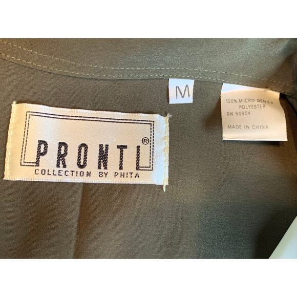 Pronti Collection By Phita Embroidered Button Up Blouse Dark Green Size M - Picture 2 of 10